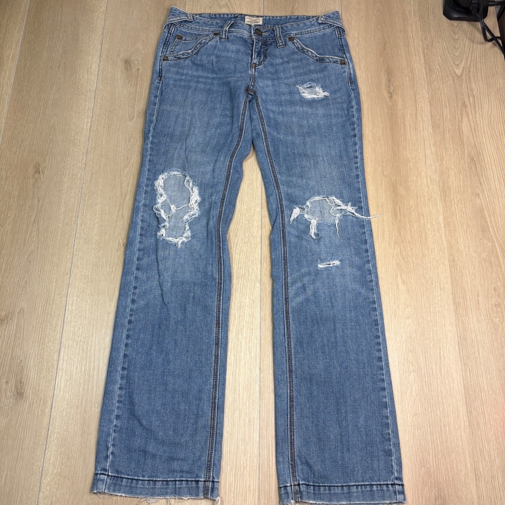 Vintage Free People Boot Cut Jeans Medium Wash Low Rise Sz. 29 Distressed Hong